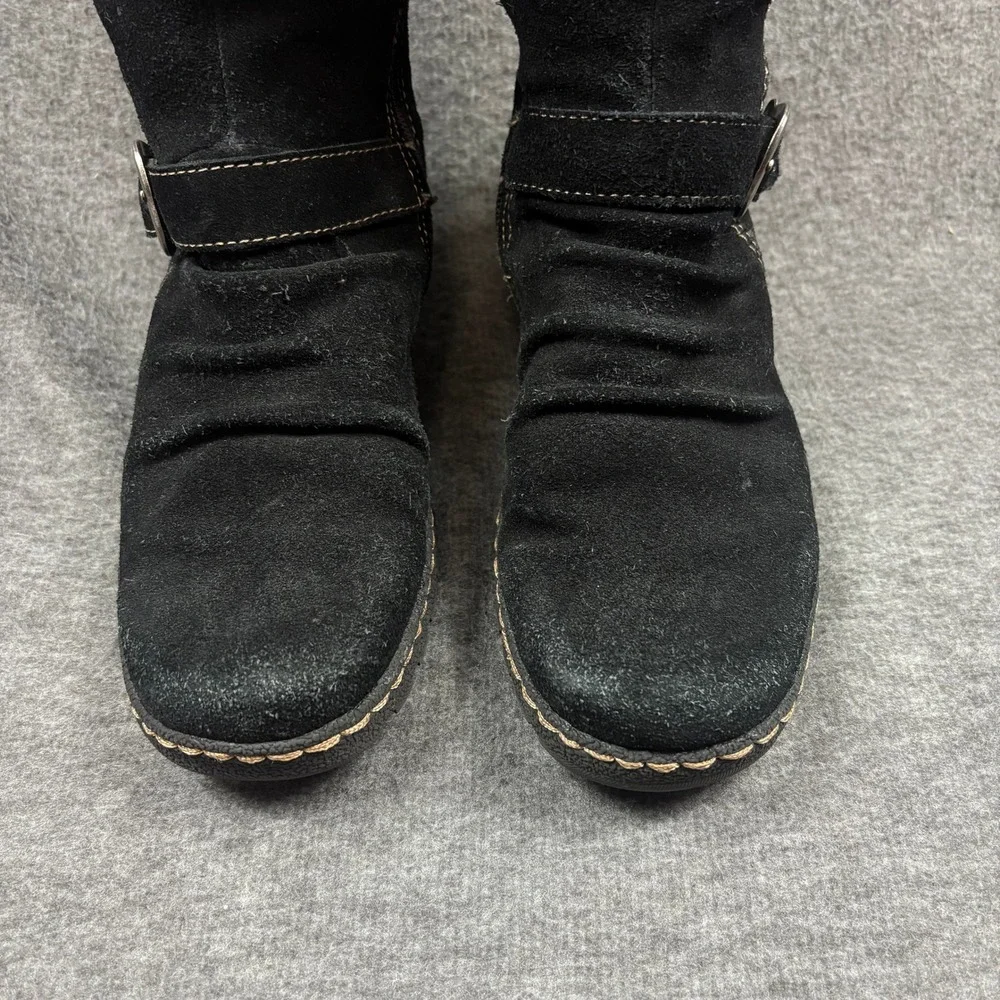 BareTraps Bakan Women 8M Black Suede‎ Faux Fur Lined Mid Calf Boots Cozycore